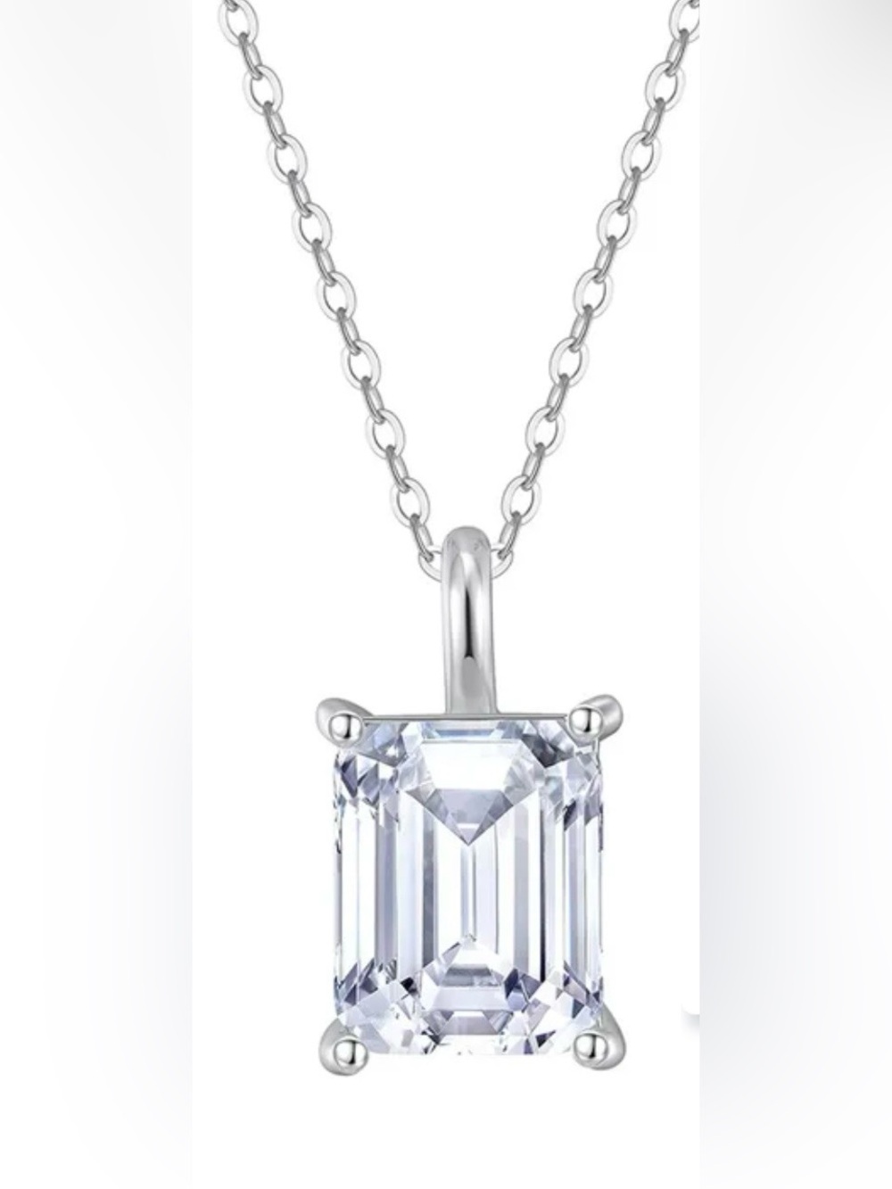 Moissanite 1 Carat Emerald-Cut  Pendant Necklace